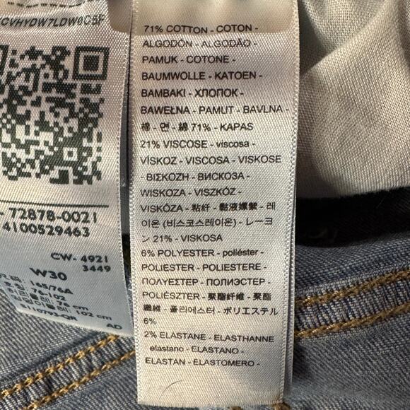 Levi’s SZ 30 High-Rise Jean Shorts Distressed Stretch Zip-Fly Frayed Hem Pockets - Picture 8 of 9